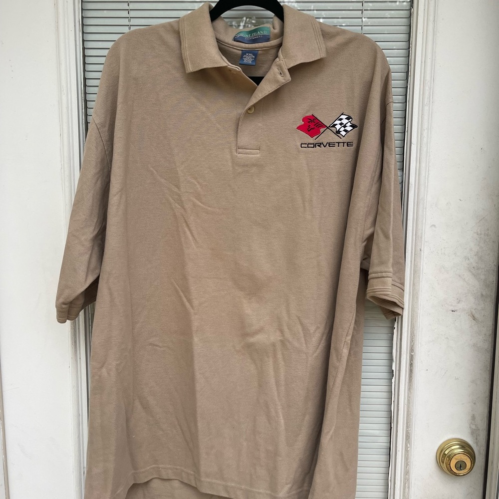 Corvette Embroidered Polo Shirt in Khaki - Picture 3 of 5
